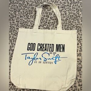 Taylor Swift Tribute Tote Bag Imprinted God Created Men & Sent TS as an Apology